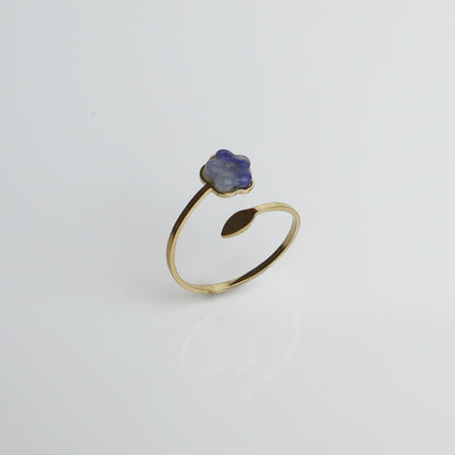 Ring – Blauwe Aventurijn - Vergeet-me-niet - Goud