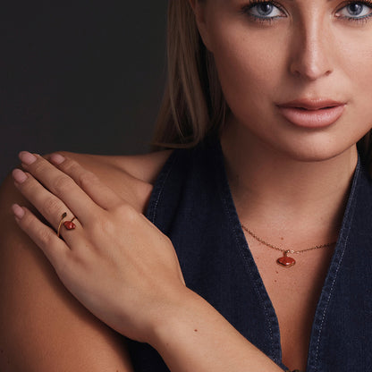 Jaspis Klaproos Set – Ring, Hanger & Ketting (Goud)