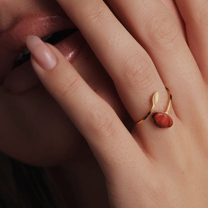 Ring – Rode Jaspis - Klaproos - Zilver