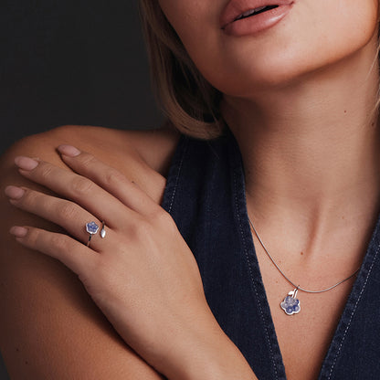 Hanger – Blauwe Aventurijn - Vergeet-me-niet - Zilver