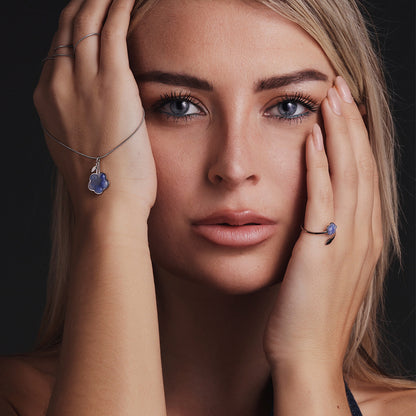 Ring – Blauwe Aventurijn - Vergeet-me-niet - Goud