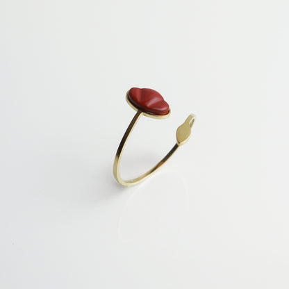 Ring – Rode Jaspis - Klaproos - Goud