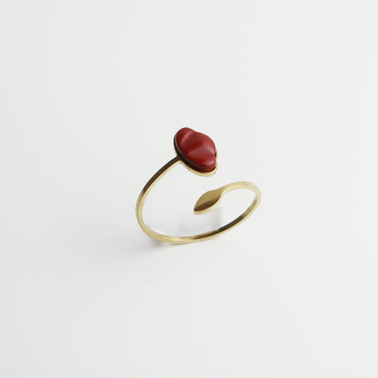 Ring – Rode Jaspis - Klaproos - Goud