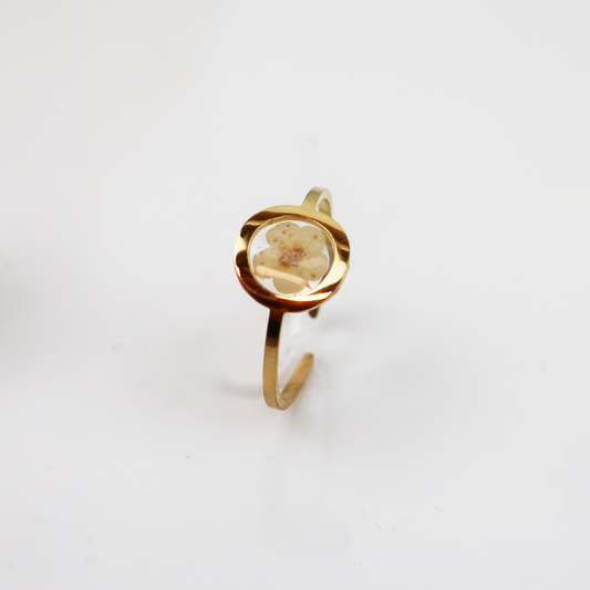 Ring GeoS - Plum Bloesem - Wit - Goud