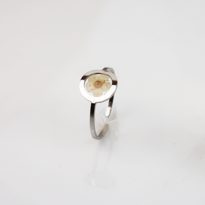 Ring GeoS - Plum Bloesem - Wit - Zilver