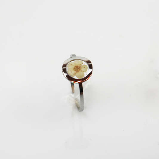 Ring GeoS - Plum Bloesem - Wit - Zilver