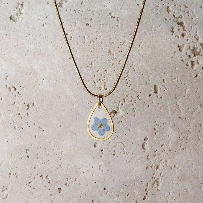 Pendant Drop – Forget Me Not – Gold