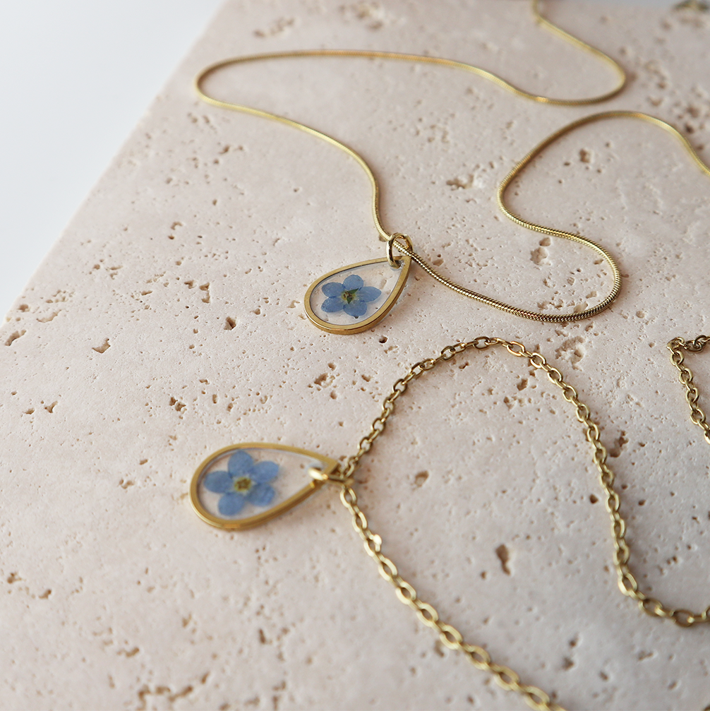 Pendant Drop – Forget Me Not – Gold