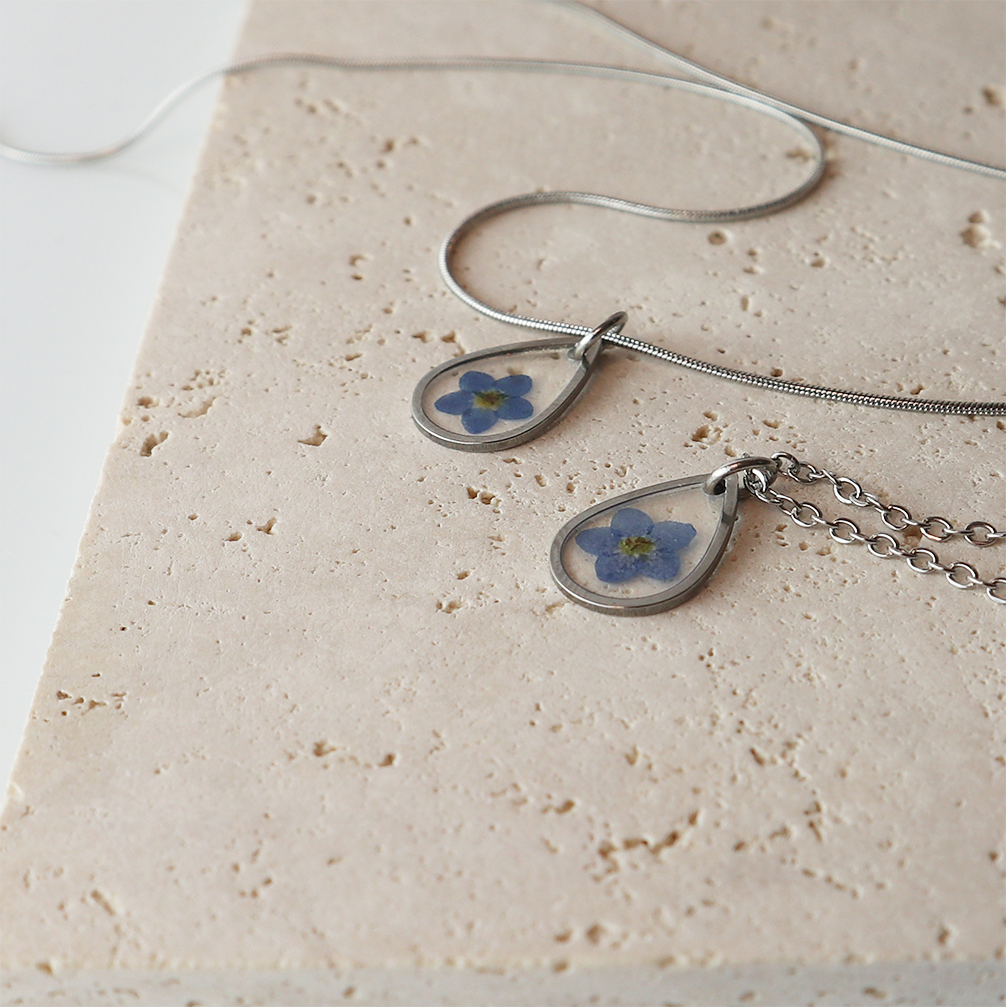 Pendant Drop – Forget Me Not – Silver