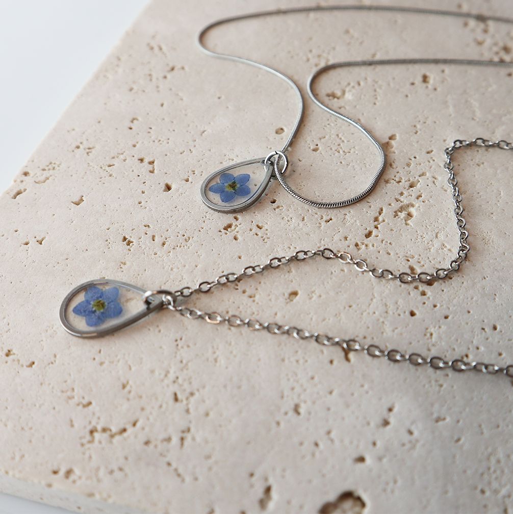Pendant Drop – Forget Me Not – Silver