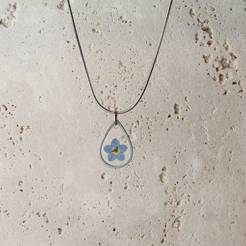 Pendant Drop – Forget Me Not – Silver