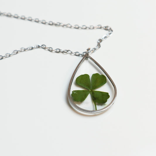 Hanger Drop – Klavertje vier – Zilver