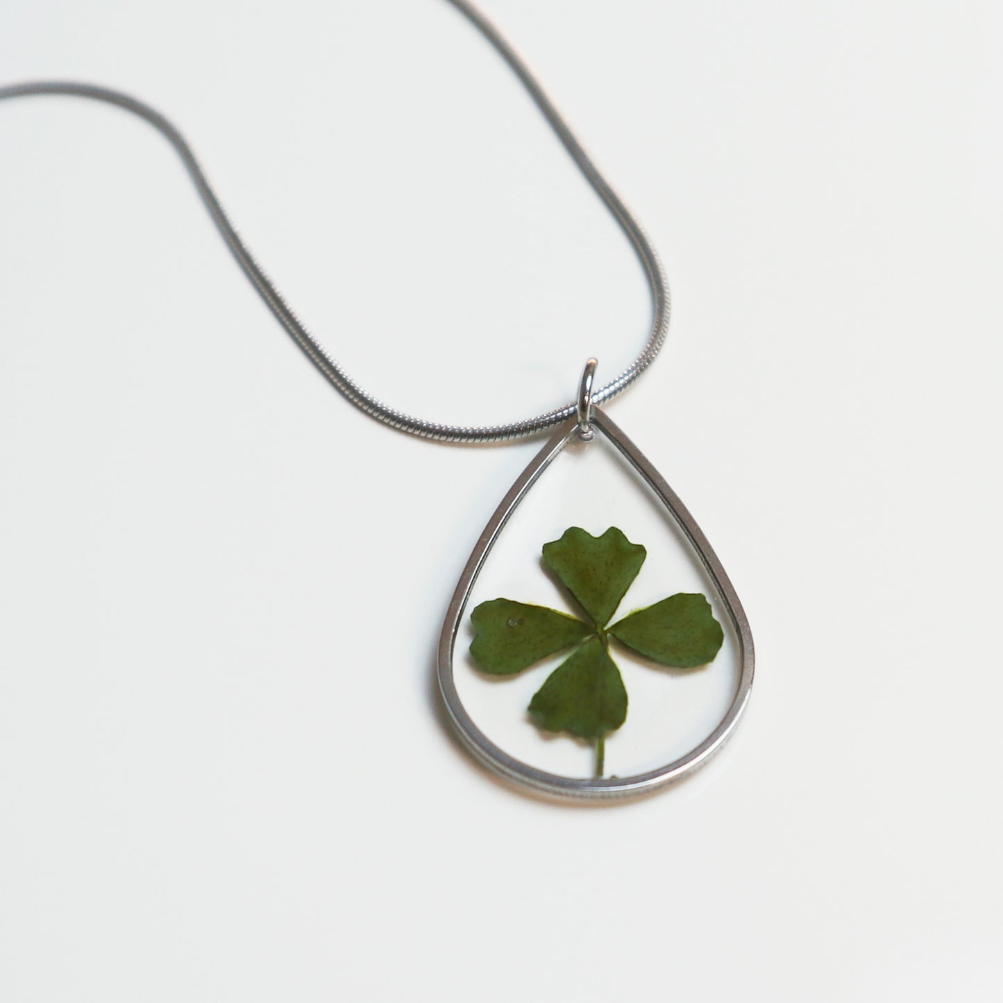 Hanger Drop – Klavertje vier – Zilver