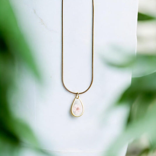 Hanger Drop – Plum Bloesem – Roze – Goud