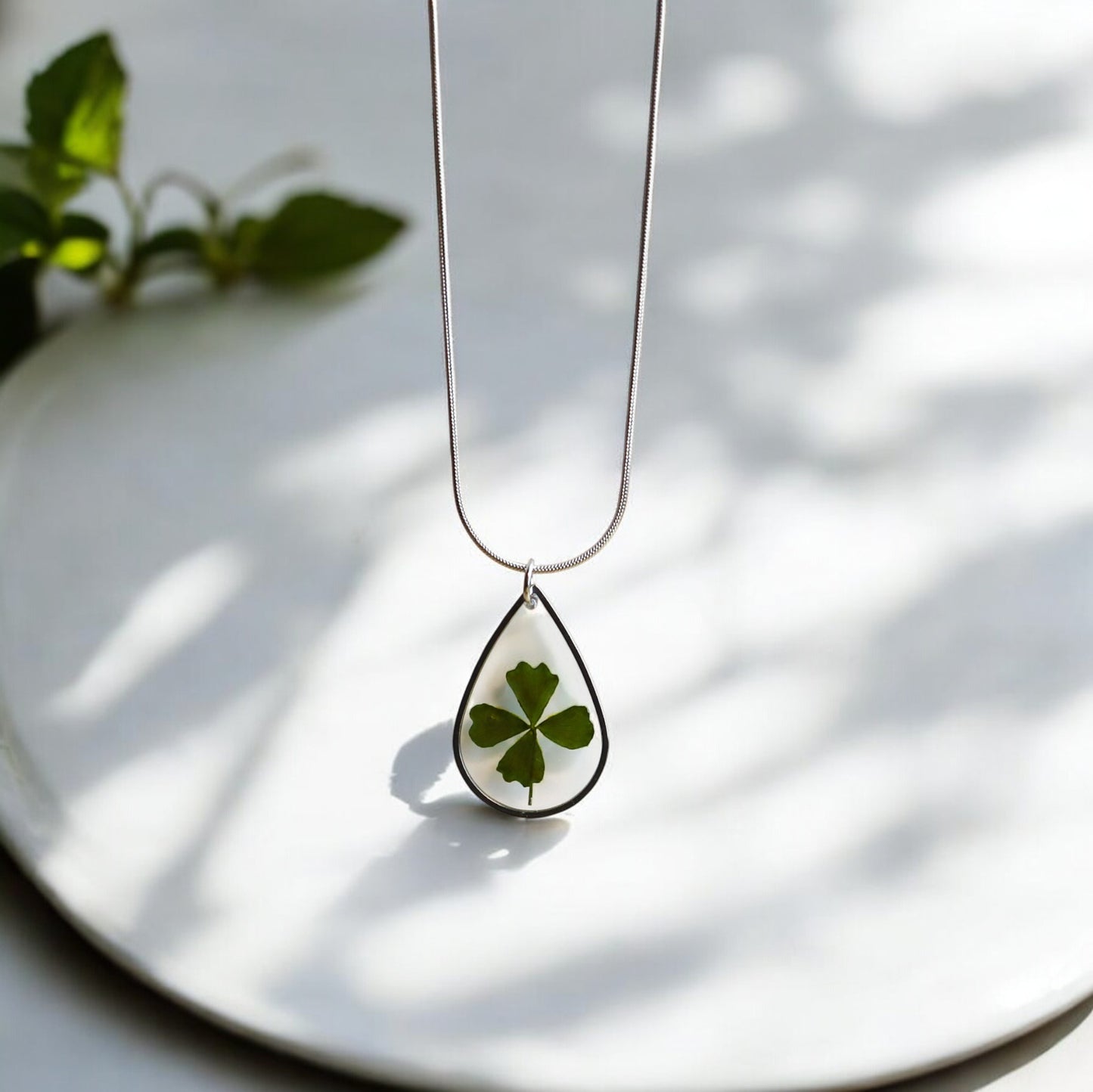 Hanger Drop – Klavertje vier – Zilver