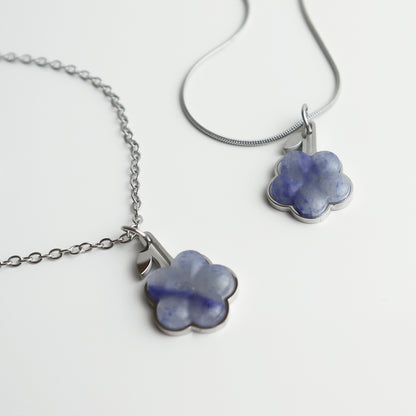 Hanger – Blauwe Aventurijn - Vergeet-me-niet - Zilver