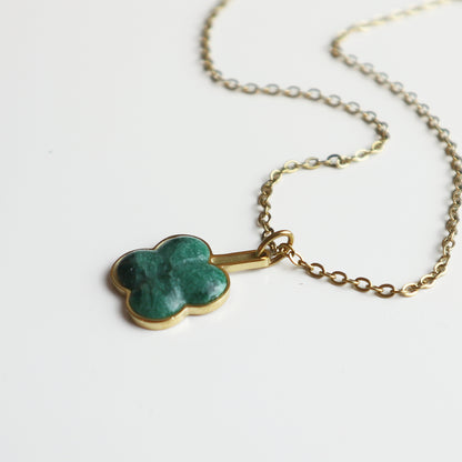 Hanger – Groene Jade - Klaver - Goud