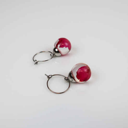 Kombi-Ohrringe aus Silber mit Rosa 