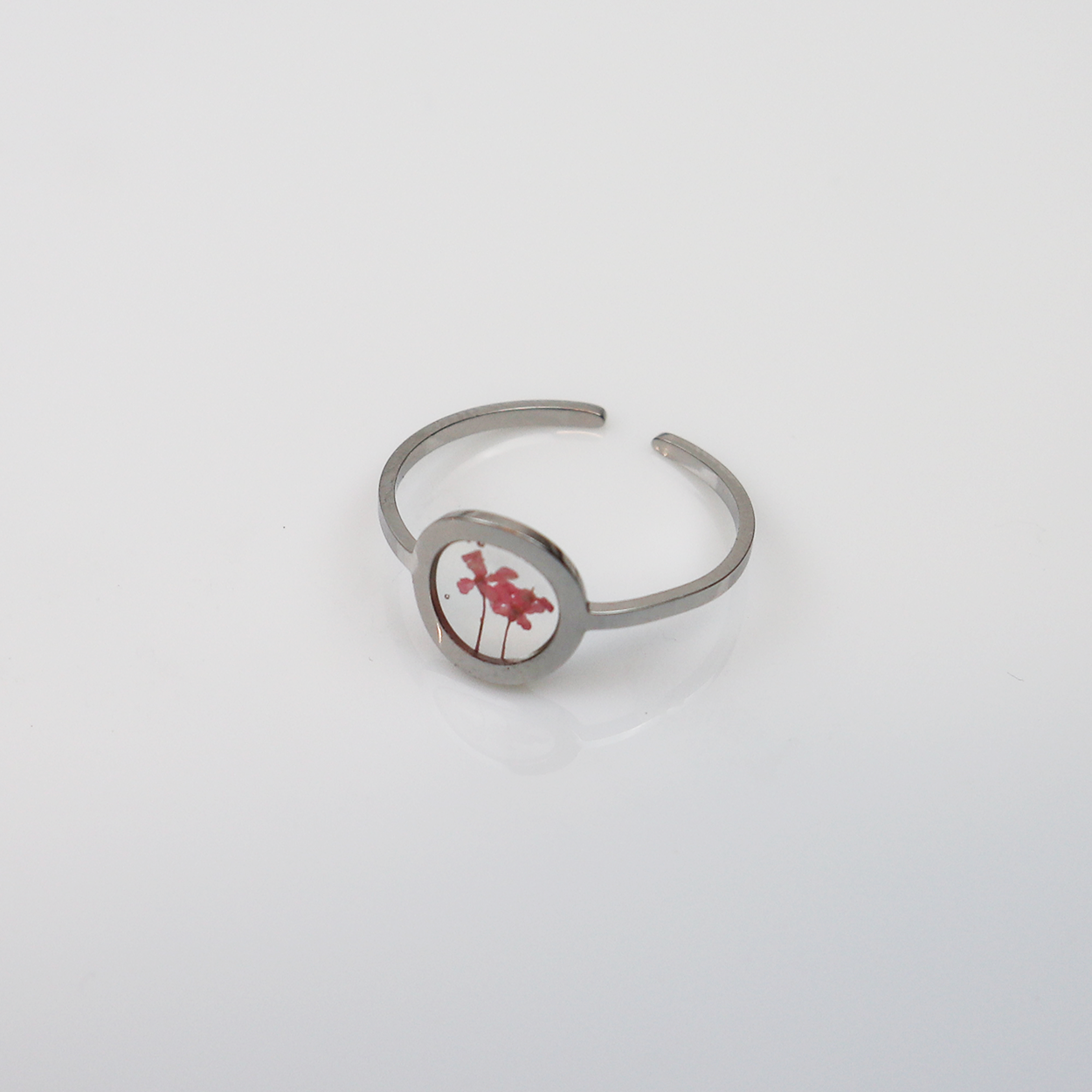 Drupt Ring GeoS Dille Licht Roze Zilver