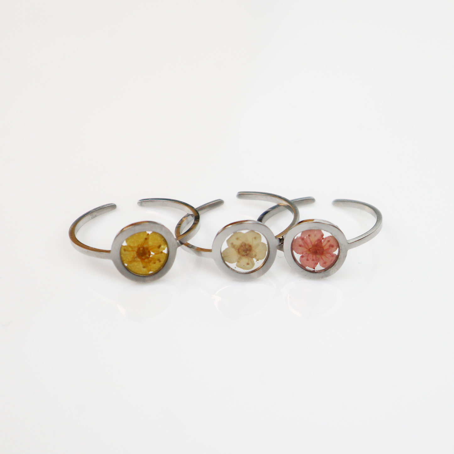 Ring GeoS - Plum Bloesem - Wit - Zilver