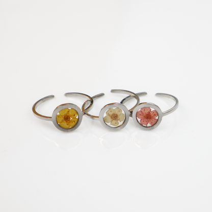Ring GeoS - Plum Bloesem - Wit - Zilver