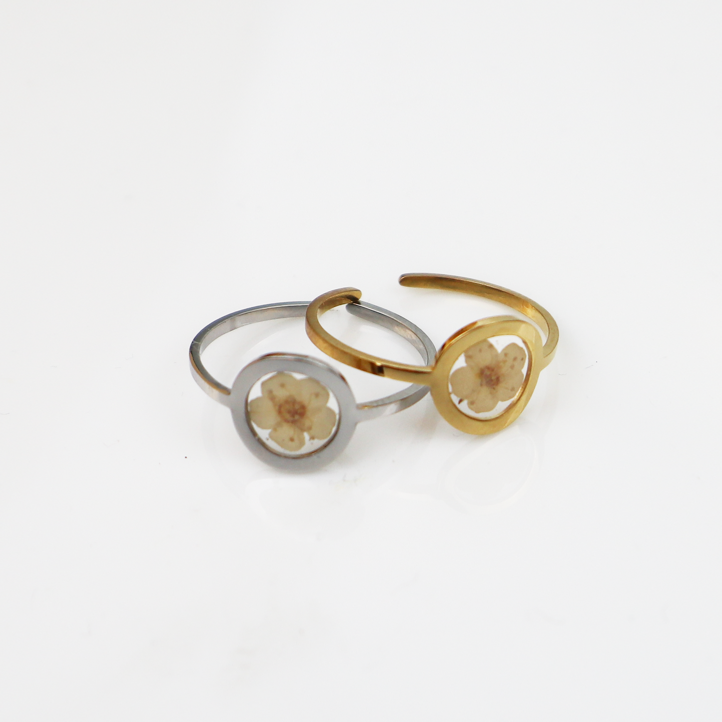 Ring GeoS - Plum Bloesem - Wit - Zilver