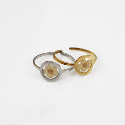 Ring GeoS - Plum Bloesem - Wit - Zilver
