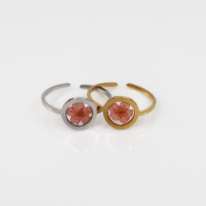 Ring GeoS - Plum Bloesem - Roze - Zilver