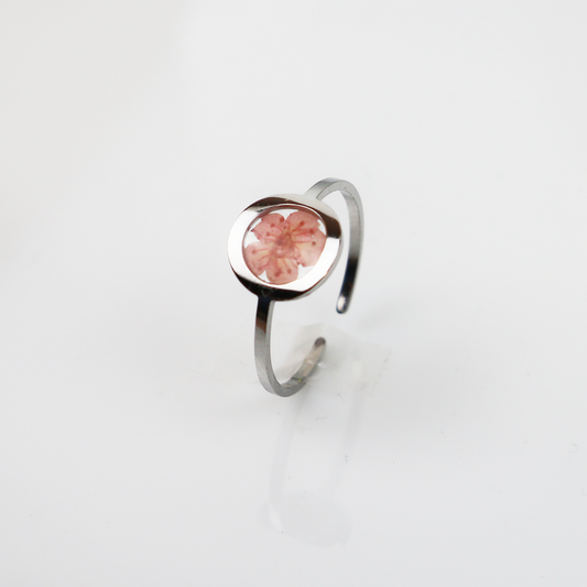 Ring GeoS - Plum Bloesem - Roze - Zilver