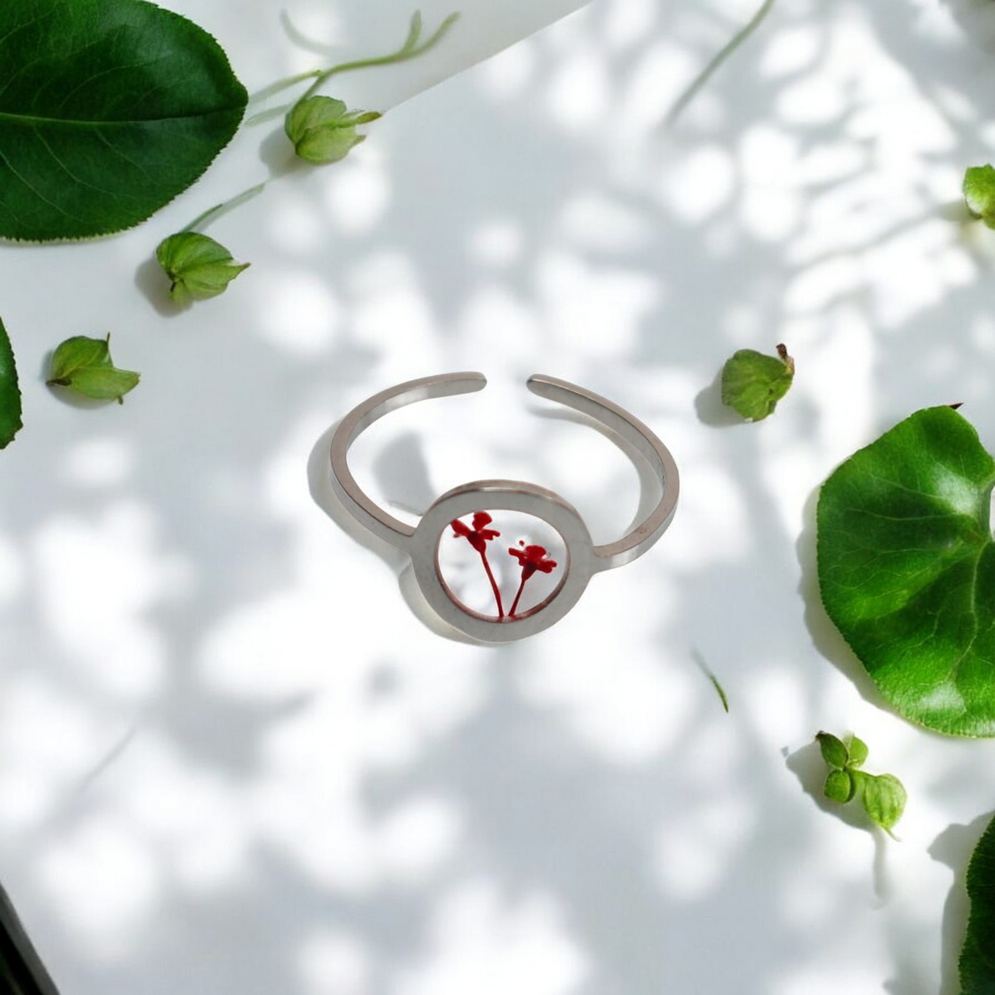 Ring GeoS - Dille - Rood - Zilver