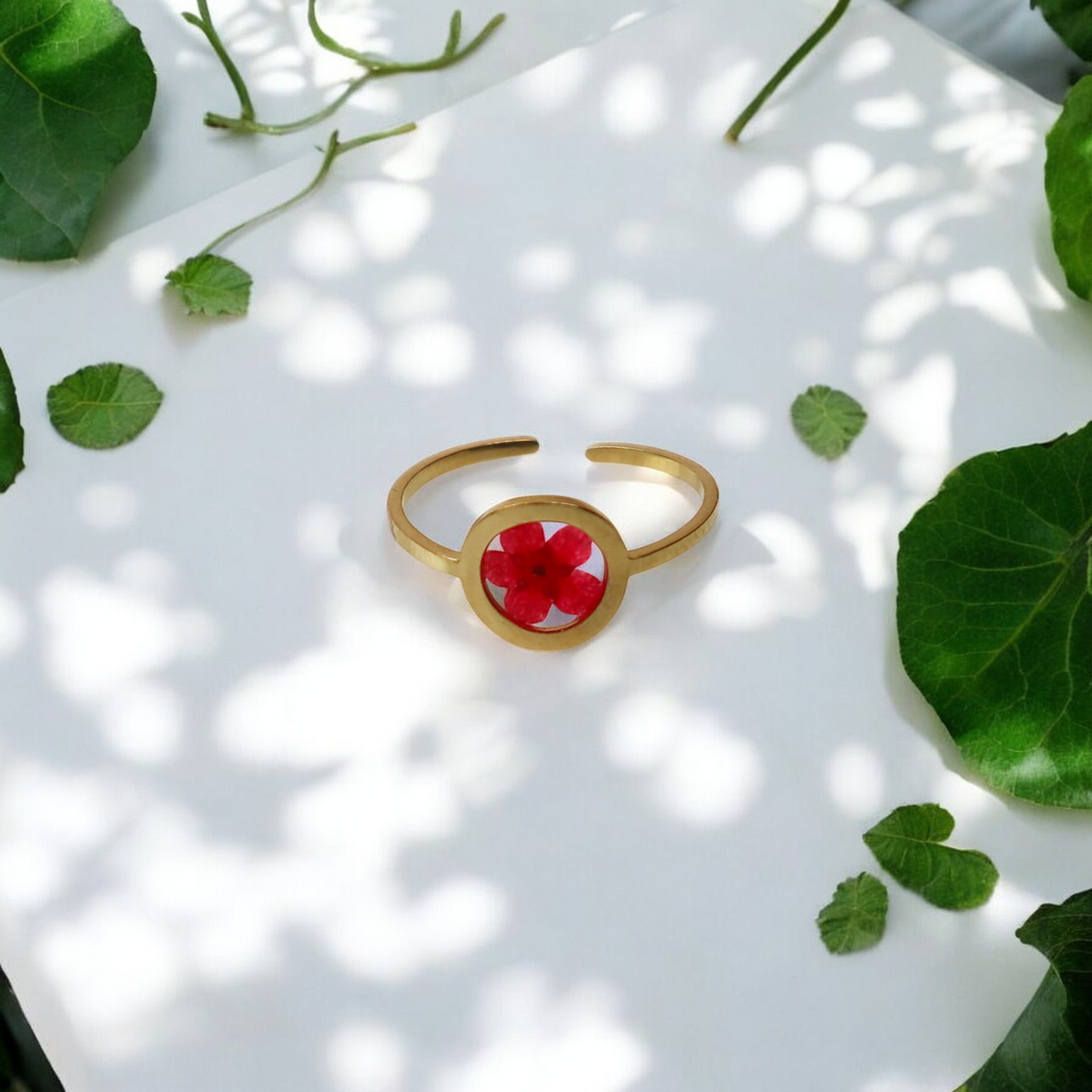 Ring GeoS - Plum Bloesem - Rood - Goud