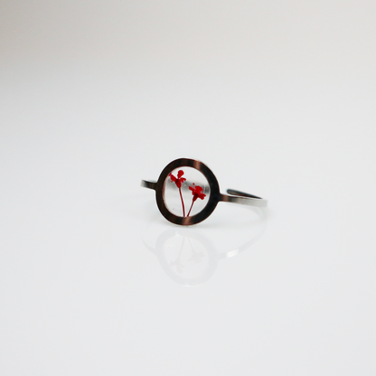 Ring GeoS - Dille - Rood - Zilver