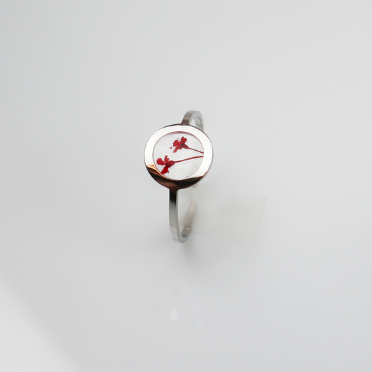 Ring GeoS - Dille - Rood - Zilver