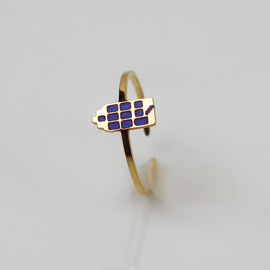 Ring - Grachtenpandje - Goud - Blauw