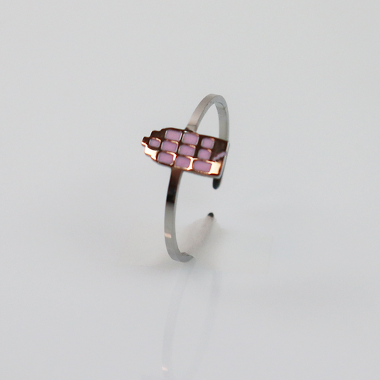 Ring - Grachtenpandje - Zilver - Roze