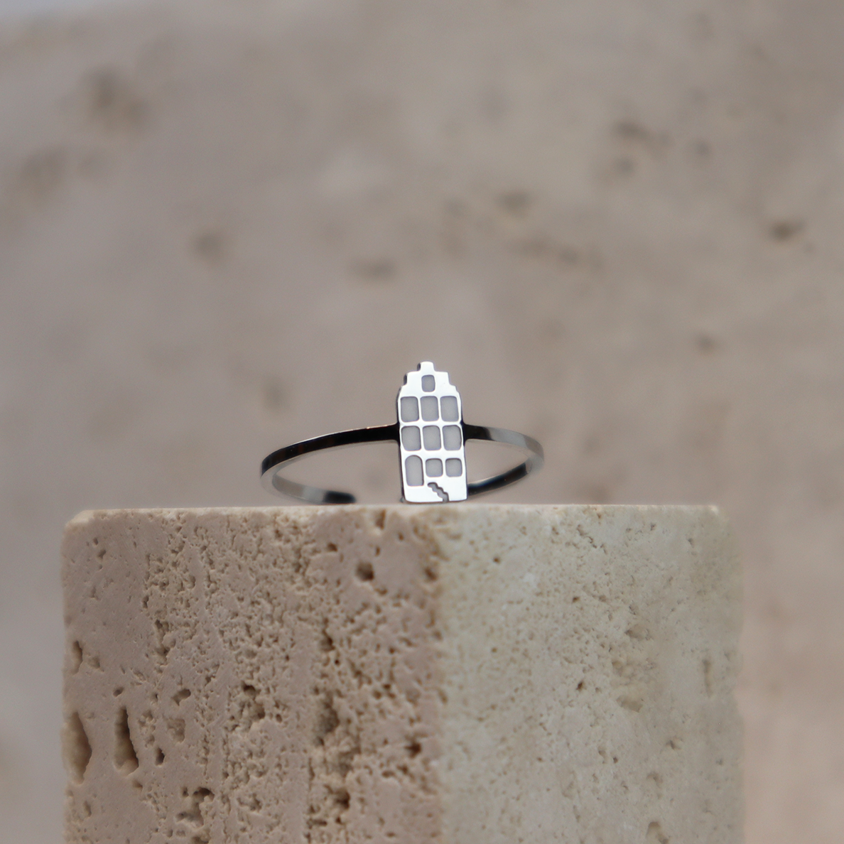 Ring - Grachtenpandje - Zilver - Wit
