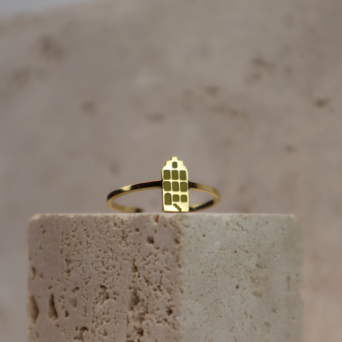 Ring - Grachtenpandje - Goud - Mos Groen