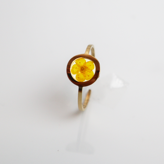 Drupt Ring GeoS Plum Bloesem Geel Goud