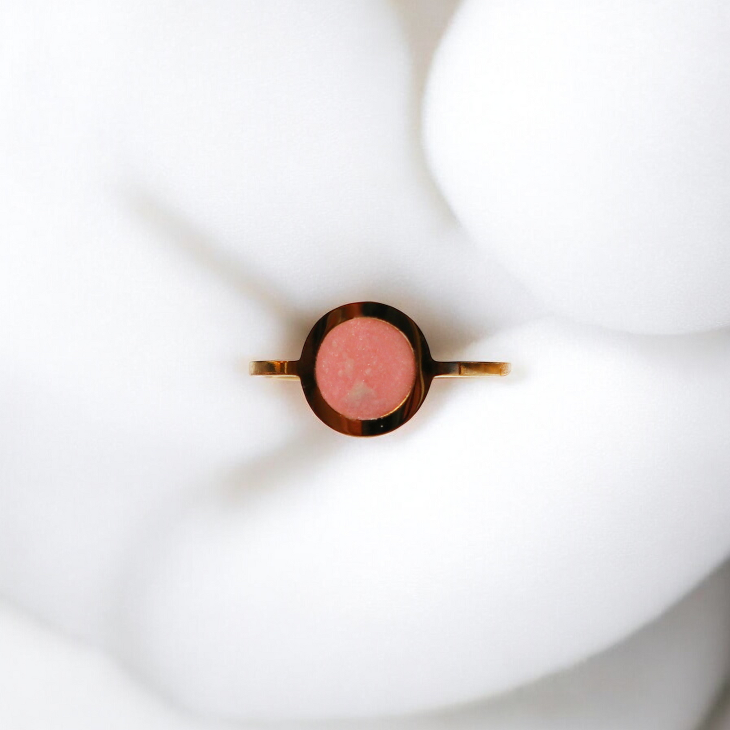 Birthstone Ring - Gold - October - Rose Quartz Pink