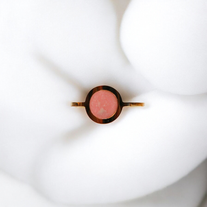 Birthstone Ring - Gold - October - Rose Quartz Pink