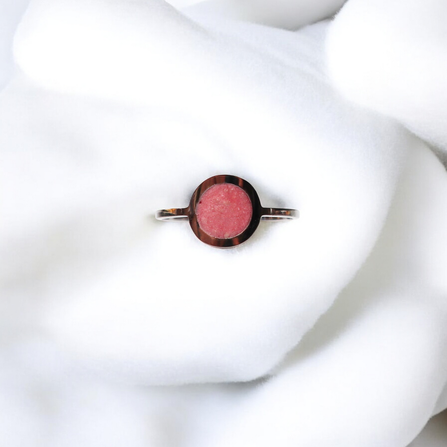 Birthstone Ring - Silver - October - Rose Quartz Pink