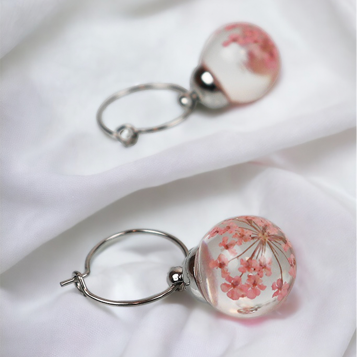 Combi deal silver earrings with dill light pink 