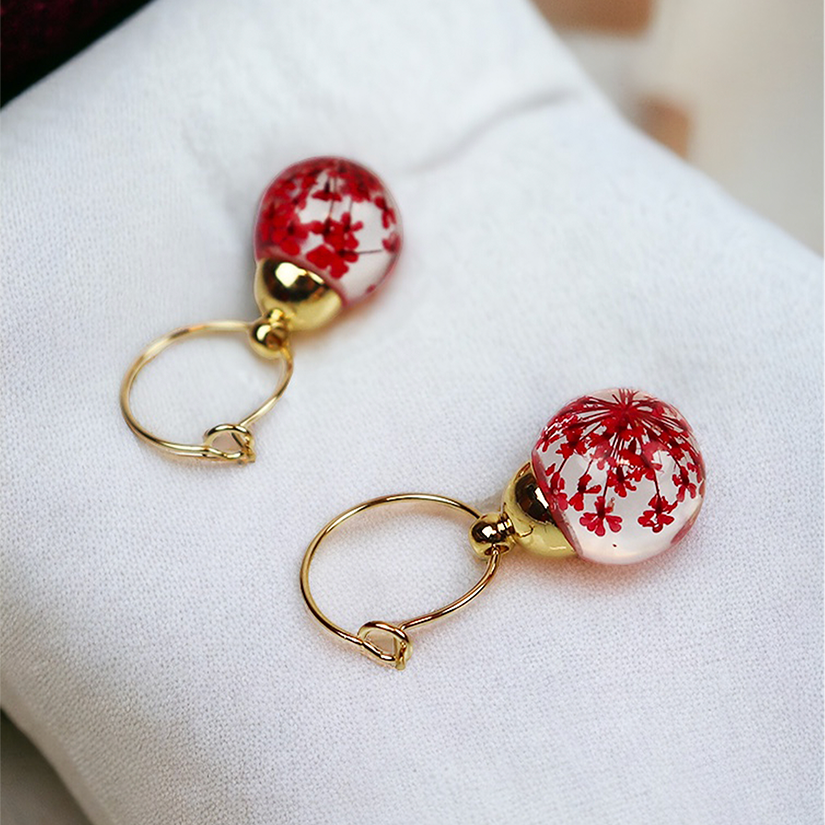 Combi deal gold earrings with dill red 