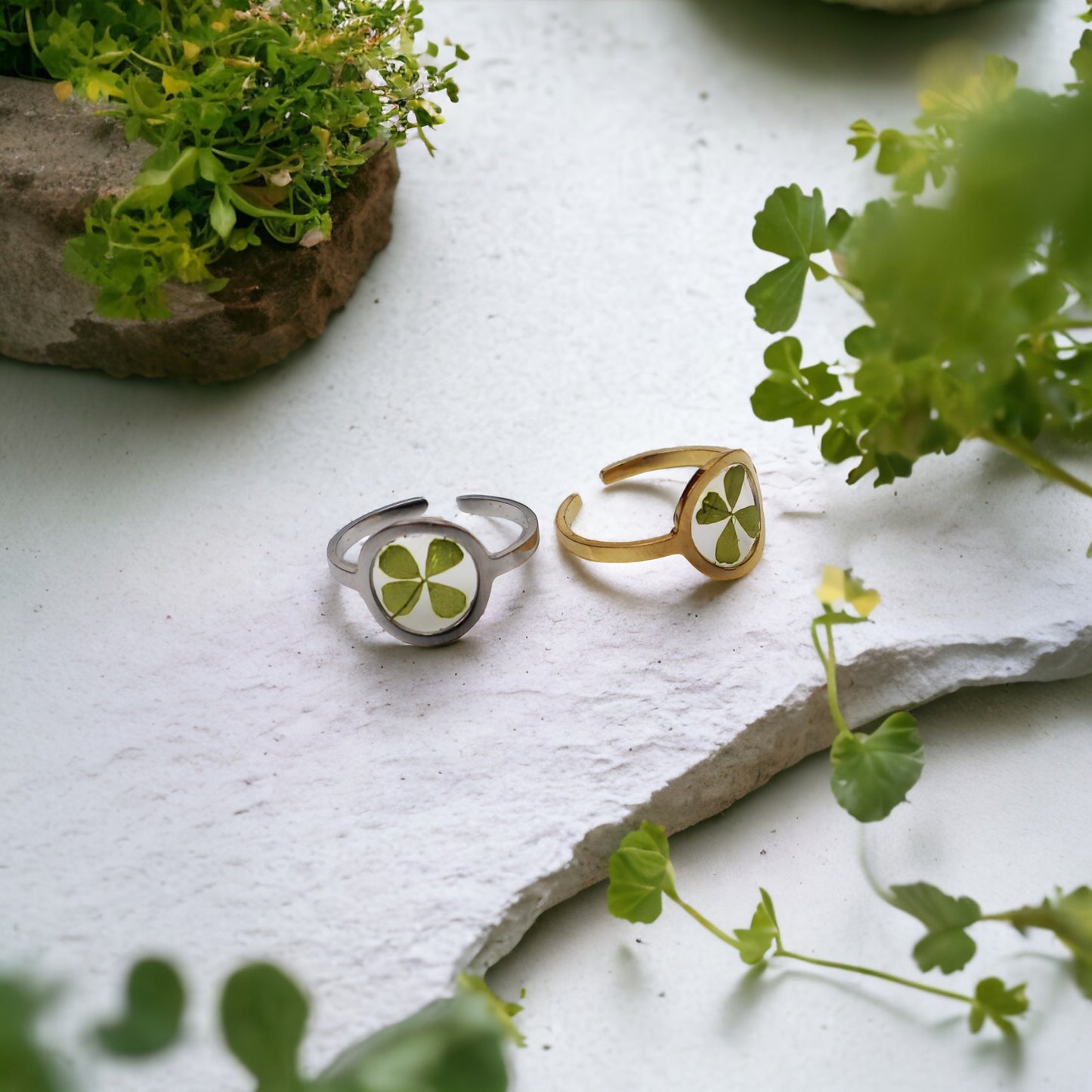 Ring GeoL - Klavertje Vier - Zilver - Drupt