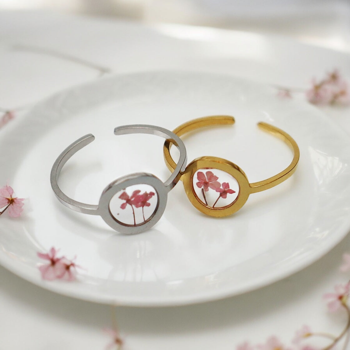 Drupt Ring GeoS Dille Licht Roze Zilver