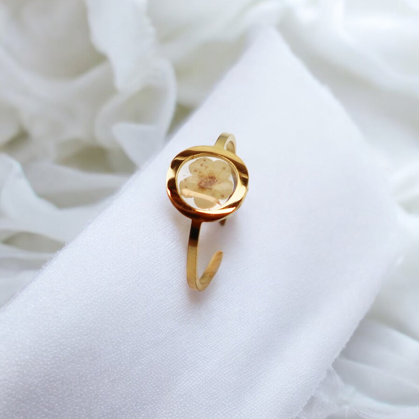 Ring GeoS - Plum Bloesem - Wit - Goud