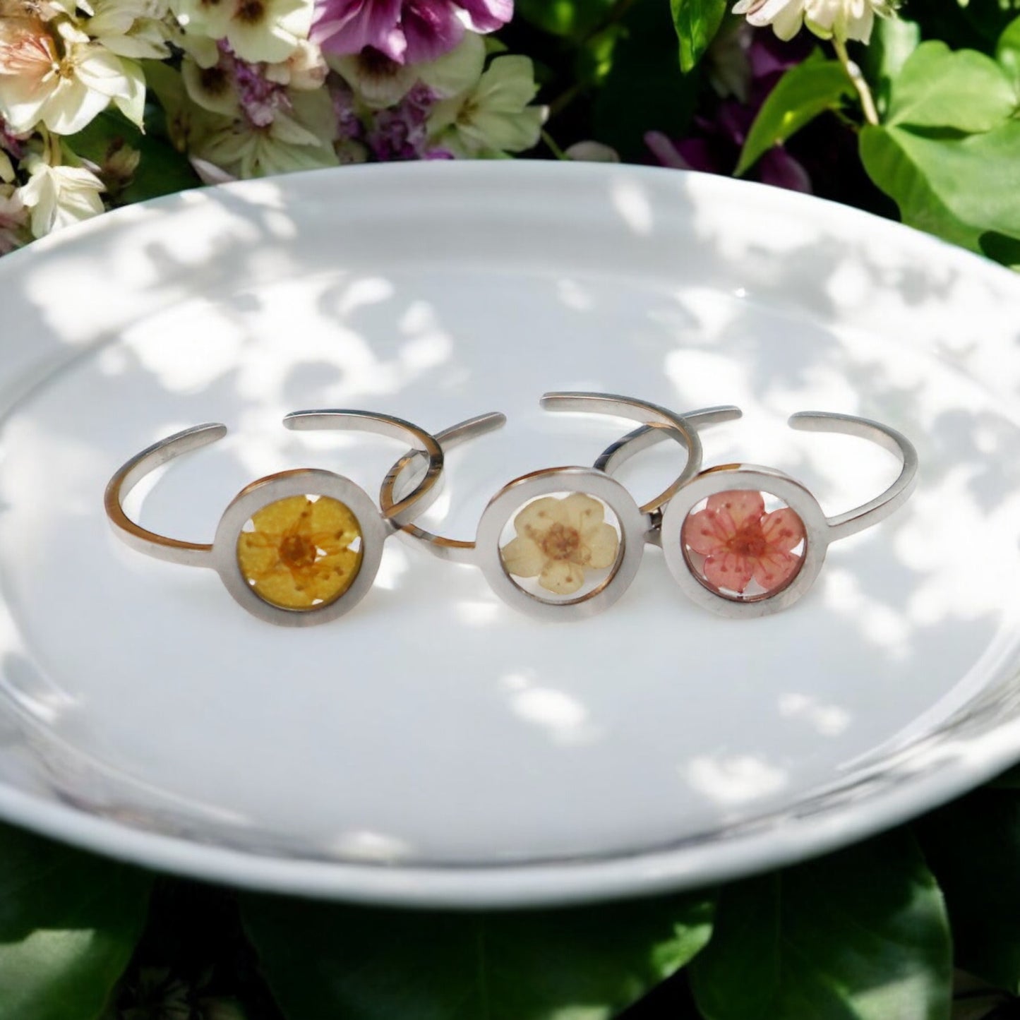 Ring GeoS - Plum Bloesem - Wit - Zilver