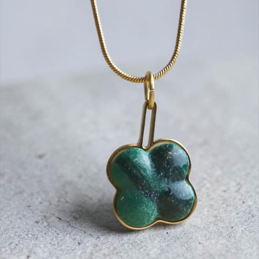 Hanger – Groene Jade - Klaver - Goud