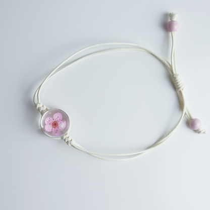 Armband Pure – Plum Bloesem – Roze – Wit