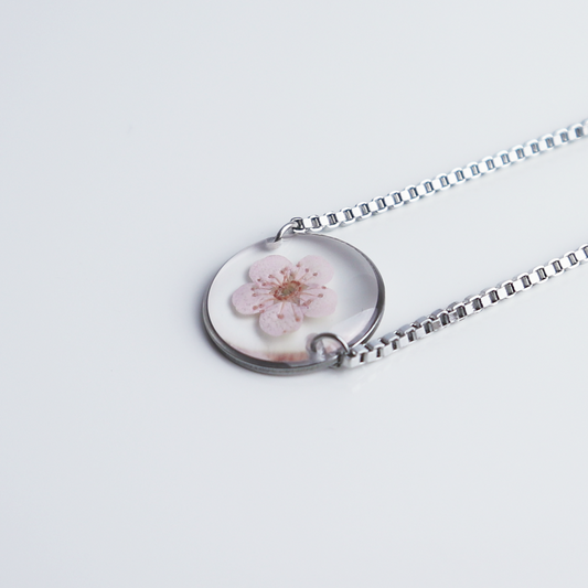 Armband Halo – Plum Bloesem – Roze – Zilver